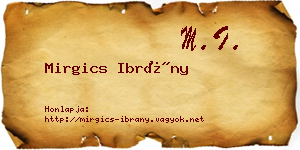 Mirgics Ibrány névjegykártya